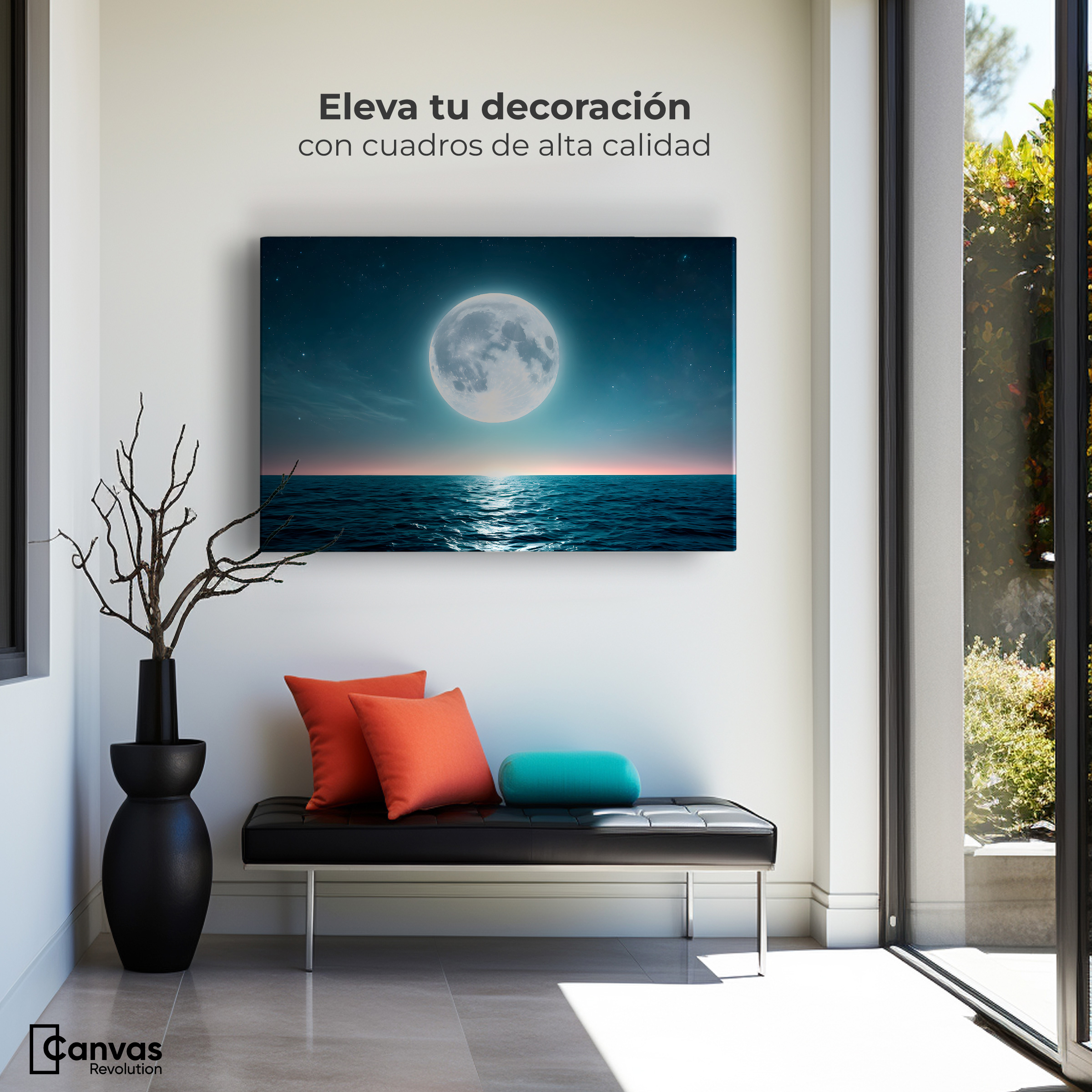 Foto 4 pulgar | Cuadro Decorativo Canvas Reflejos Lunares 90x60