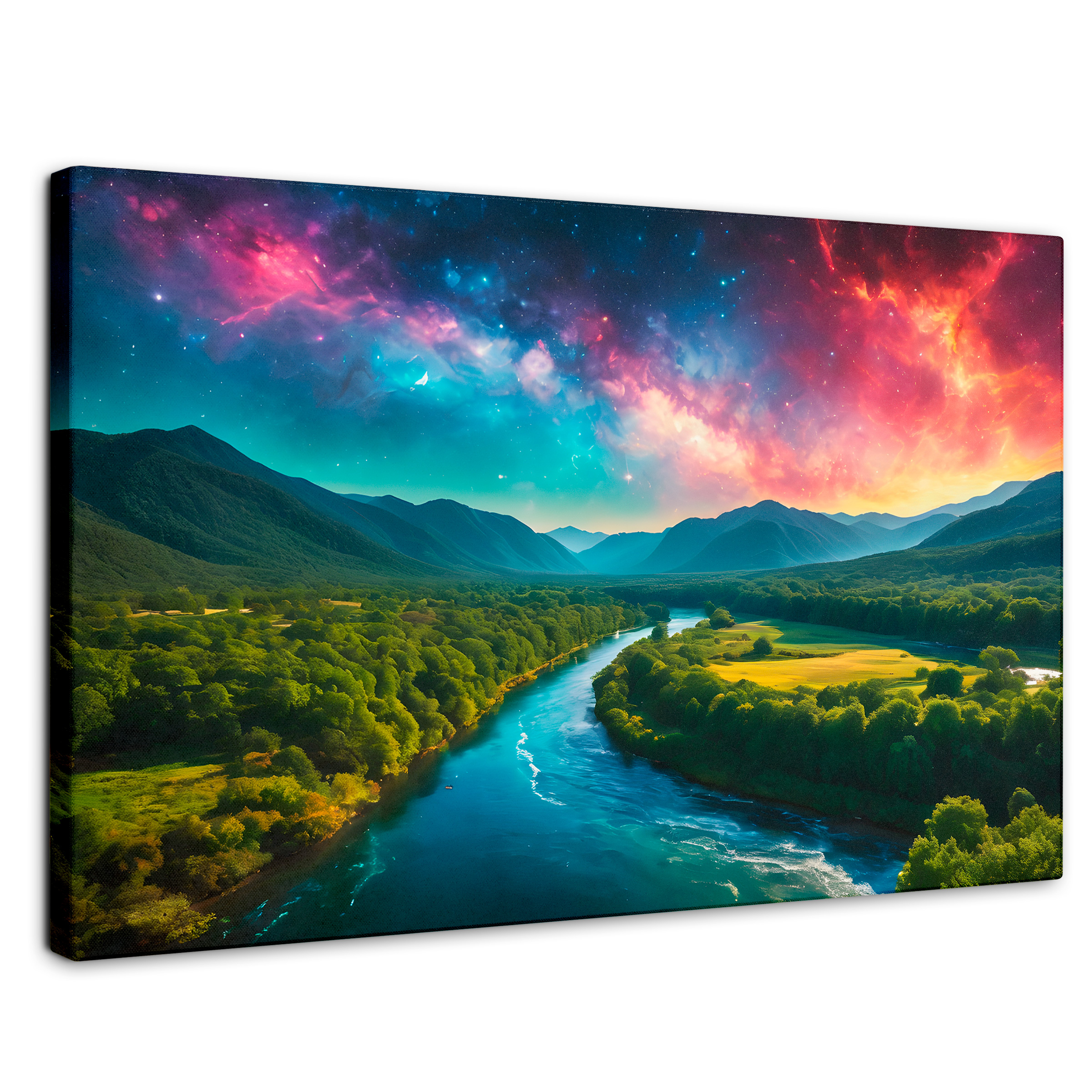 Cuadro Decorativo Canvas Valle Rio Nebuloso 90x60