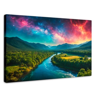 Foto 1 | Cuadro Decorativo Canvas Valle Rio Nebuloso 90x60