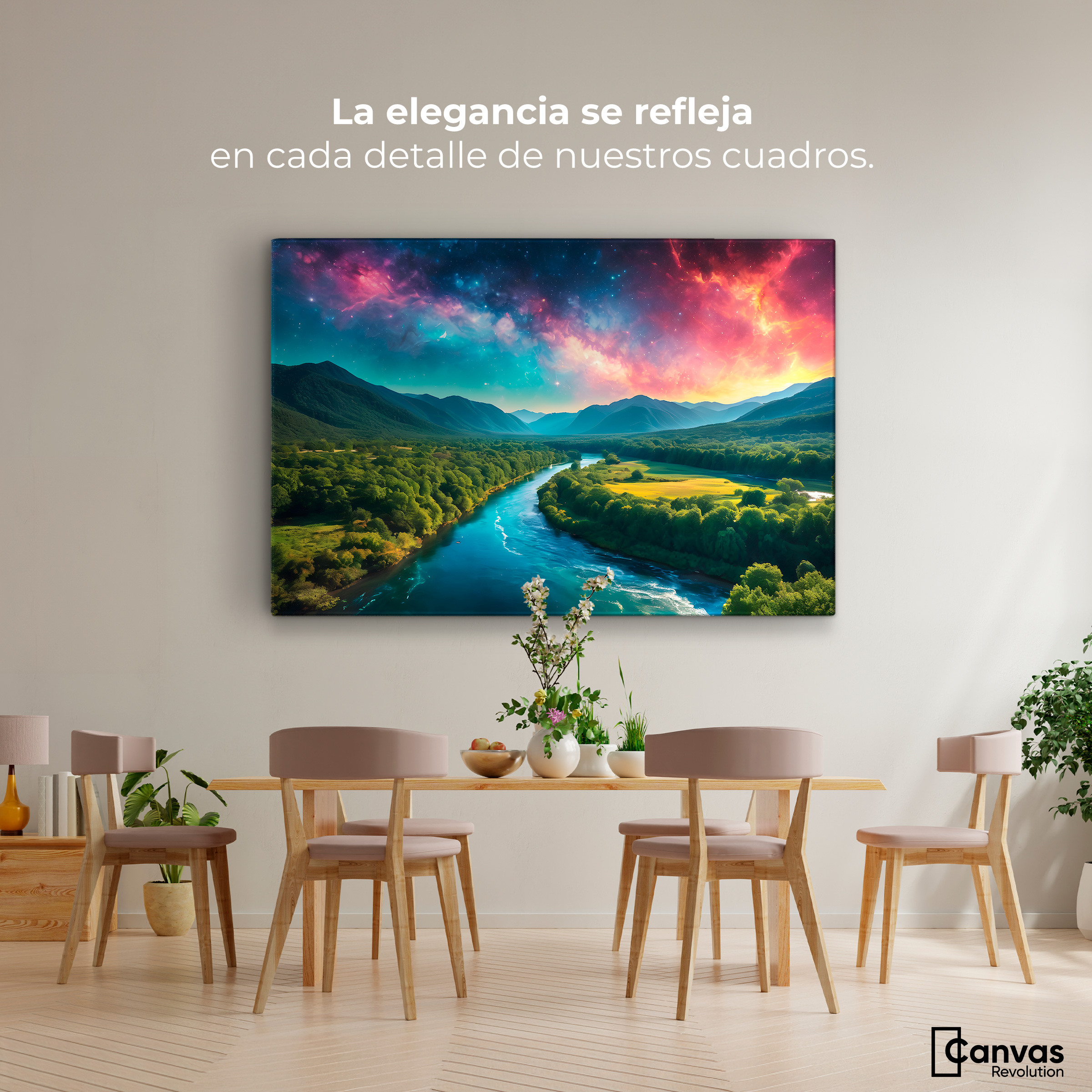 Foto 3 pulgar | Cuadro Decorativo Canvas Valle Rio Nebuloso 90x60