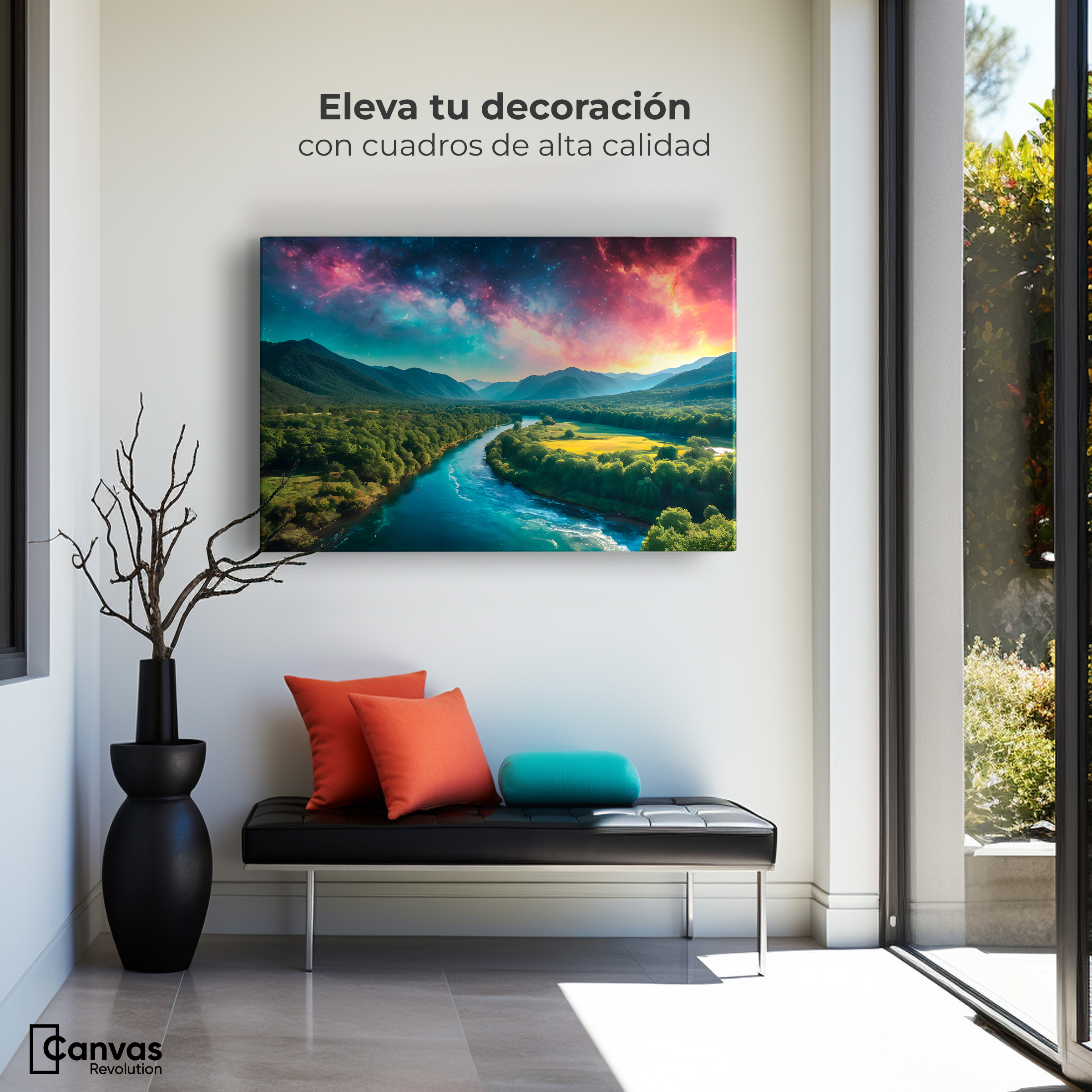 Foto 4 pulgar | Cuadro Decorativo Canvas Valle Rio Nebuloso 90x60