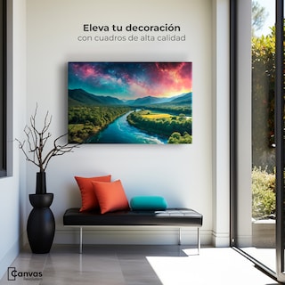 Foto 3 | Cuadro Decorativo Canvas Valle Rio Nebuloso 90x60
