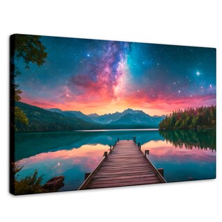Foto 1 | Cuadro Decorativo Canvas Muelle Sobre Cosmos 90x60