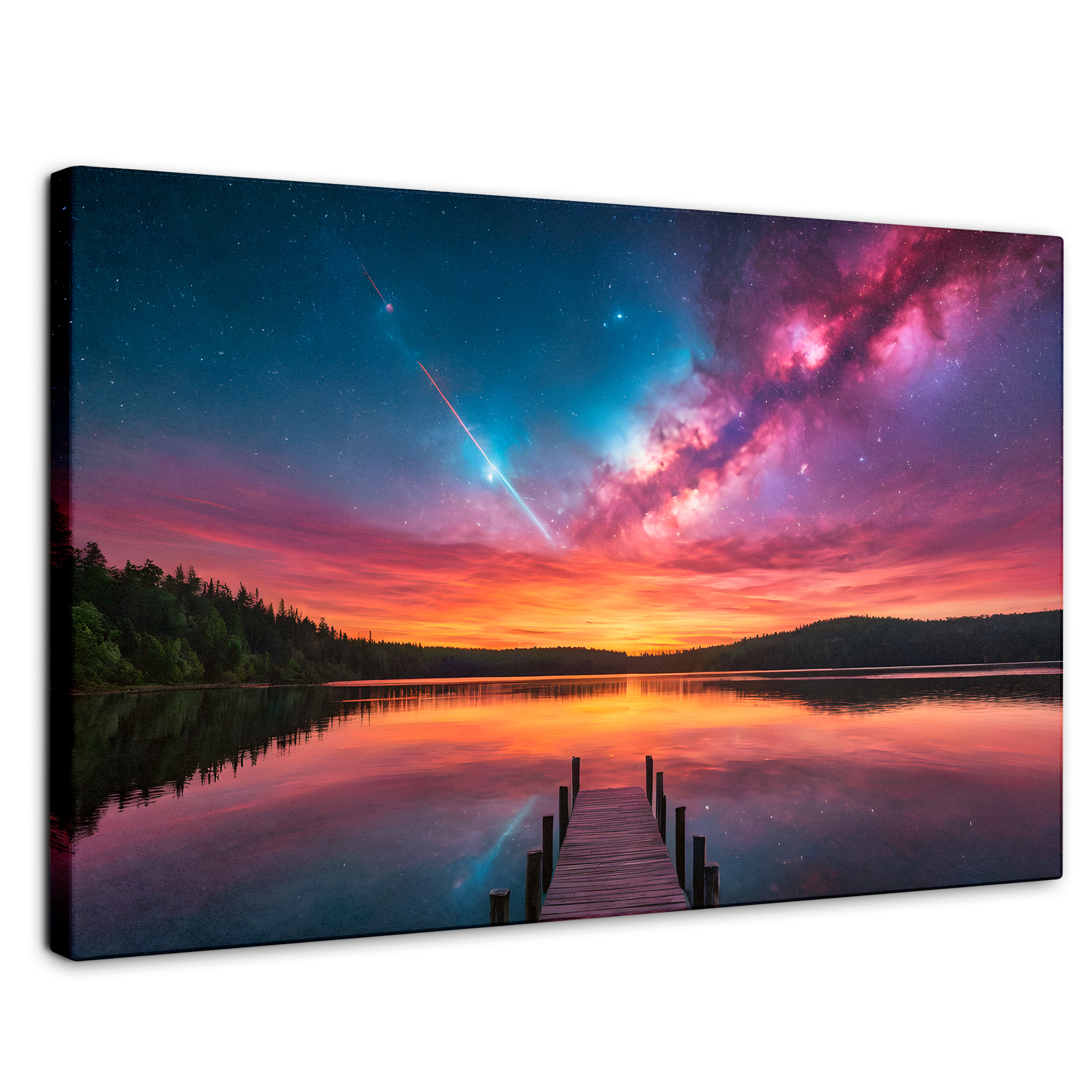 Foto 1 | Cuadro Decorativo Canvas Muelle Lago Estelar 90x60