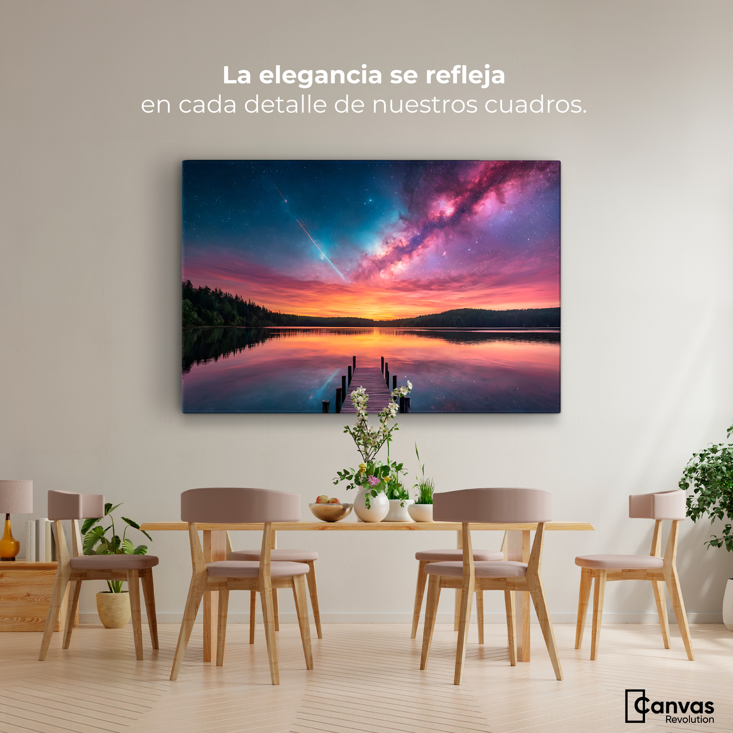 Foto 3 pulgar | Cuadro Decorativo Canvas Muelle Lago Estelar 90x60