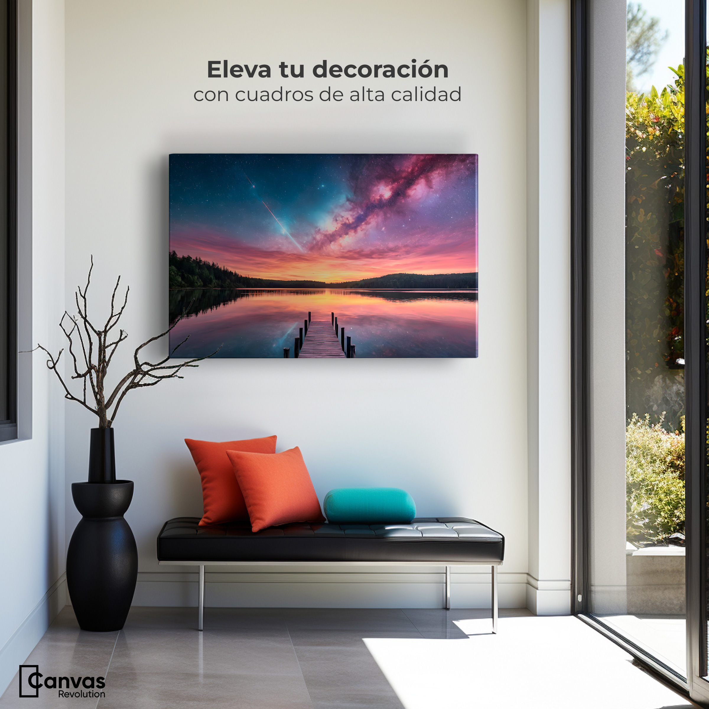 Foto 4 pulgar | Cuadro Decorativo Canvas Muelle Lago Estelar 90x60