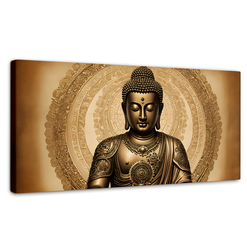 Cuadro Decorativo Canvas Buda Trascender Dorado 160x80