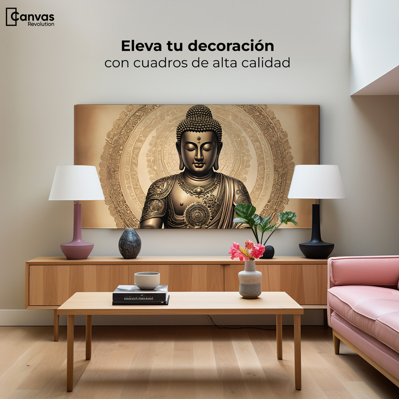 Foto 4 pulgar | Cuadro Decorativo Canvas Buda Trascender Dorado 160x80