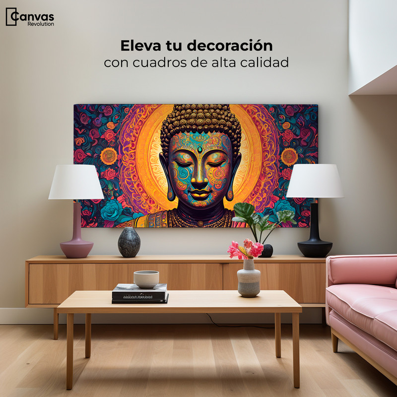 Foto 4 pulgar | Cuadro Decorativo Canvas Buda Vórtice Psicodélico 160x80