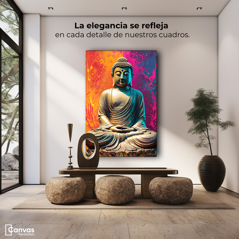 Foto 4 pulgar | Cuadro Decorativo Canvas Buda Sobre Loto 60x90
