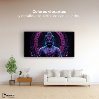Foto 2 | Cuadro Decorativo Canvas Buda Neón Luminoso 160x80