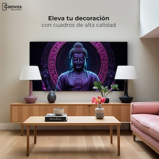 Foto 3 | Cuadro Decorativo Canvas Buda Neón Luminoso 160x80