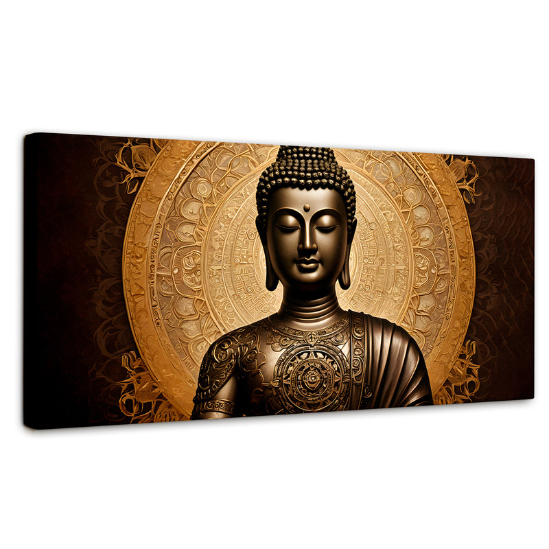 Foto 2 pulgar | Cuadro Decorativo Canvas Buda Astral Dorado 160x80