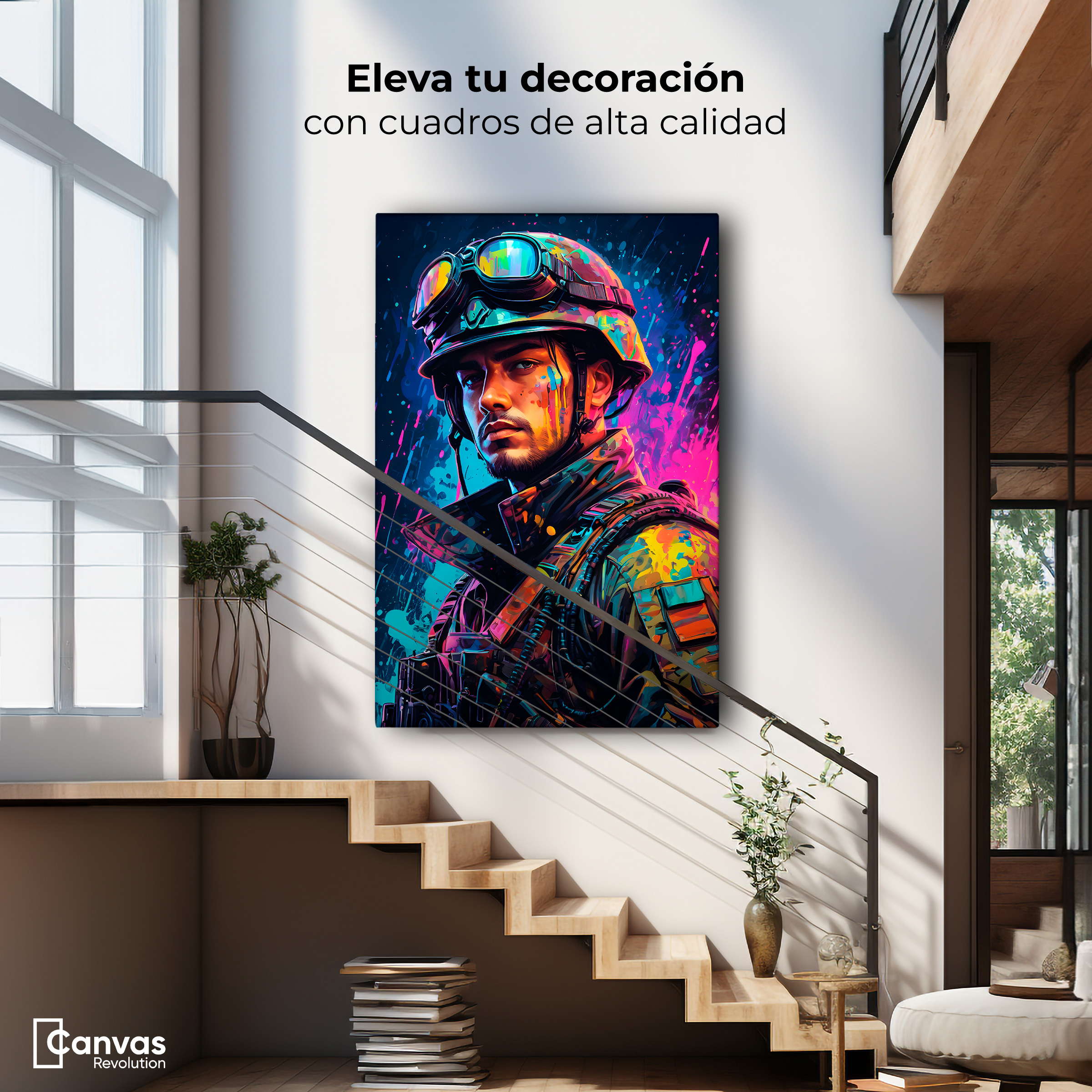 Foto 3 pulgar | Cuadro Decorativo Canvas Soldado Futurista 60x90