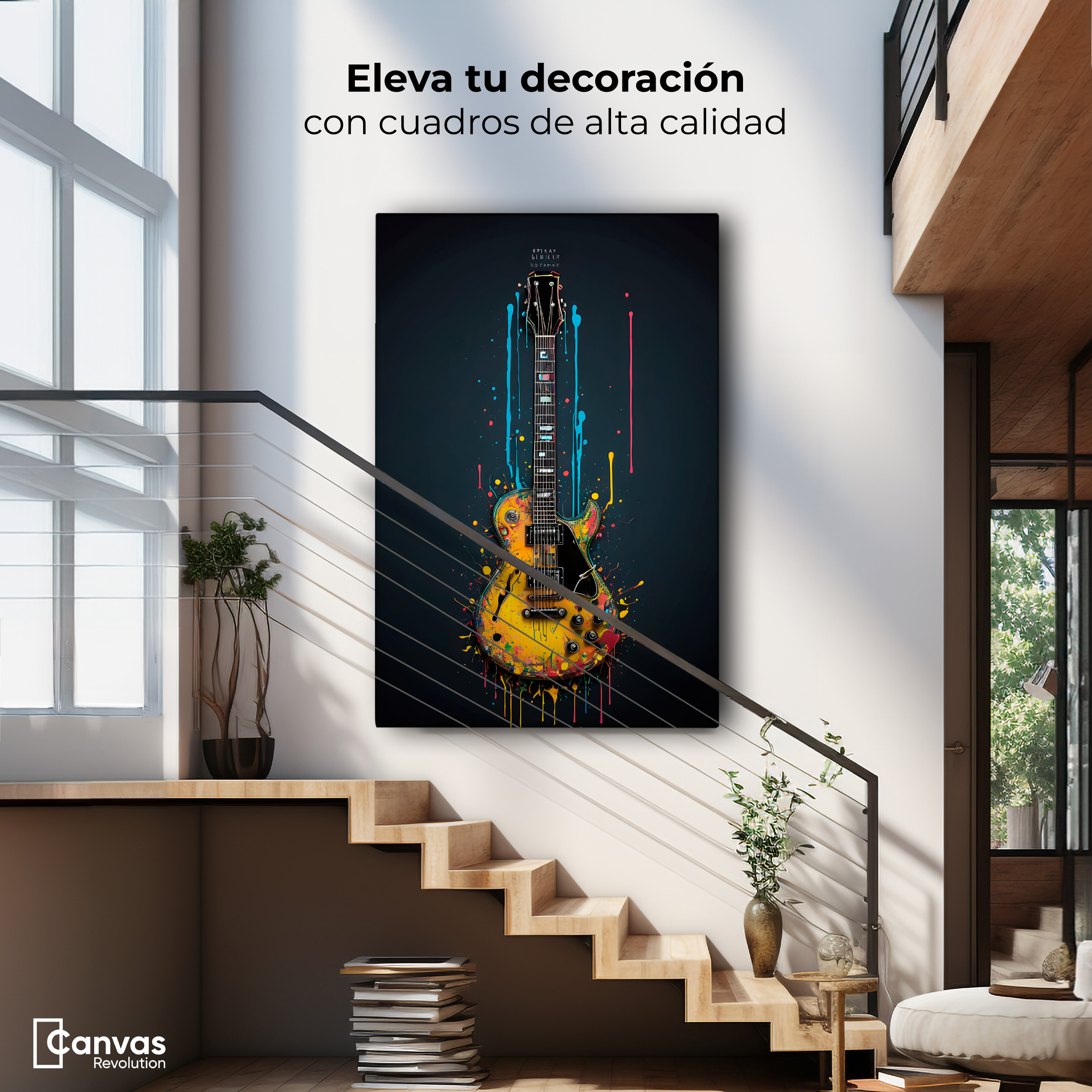 Foto 3 pulgar | Cuadro Decorativo Canvas Guitarra Vibrante 60x90