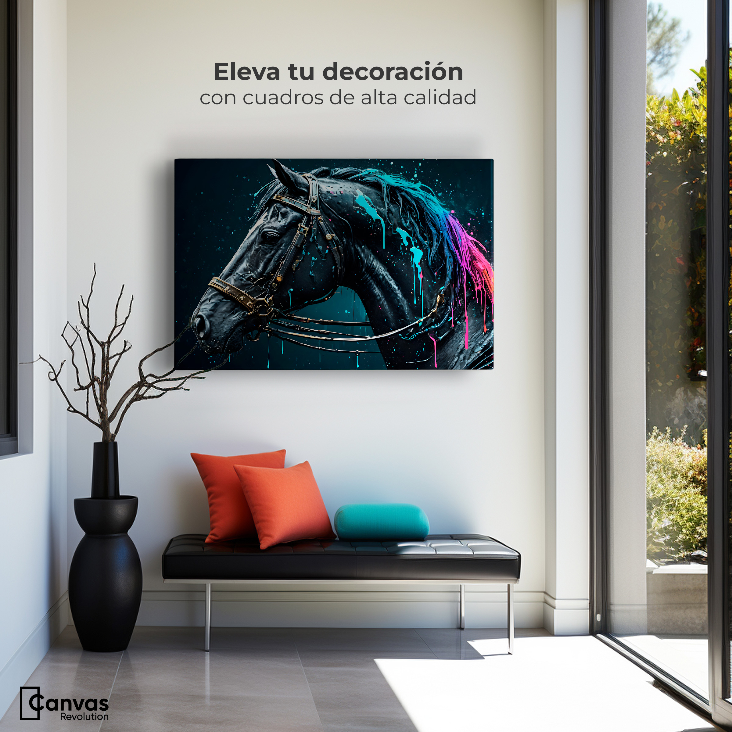 Foto 4 pulgar | Cuadro Decorativo Canvas Caballo Cósmico 90x60