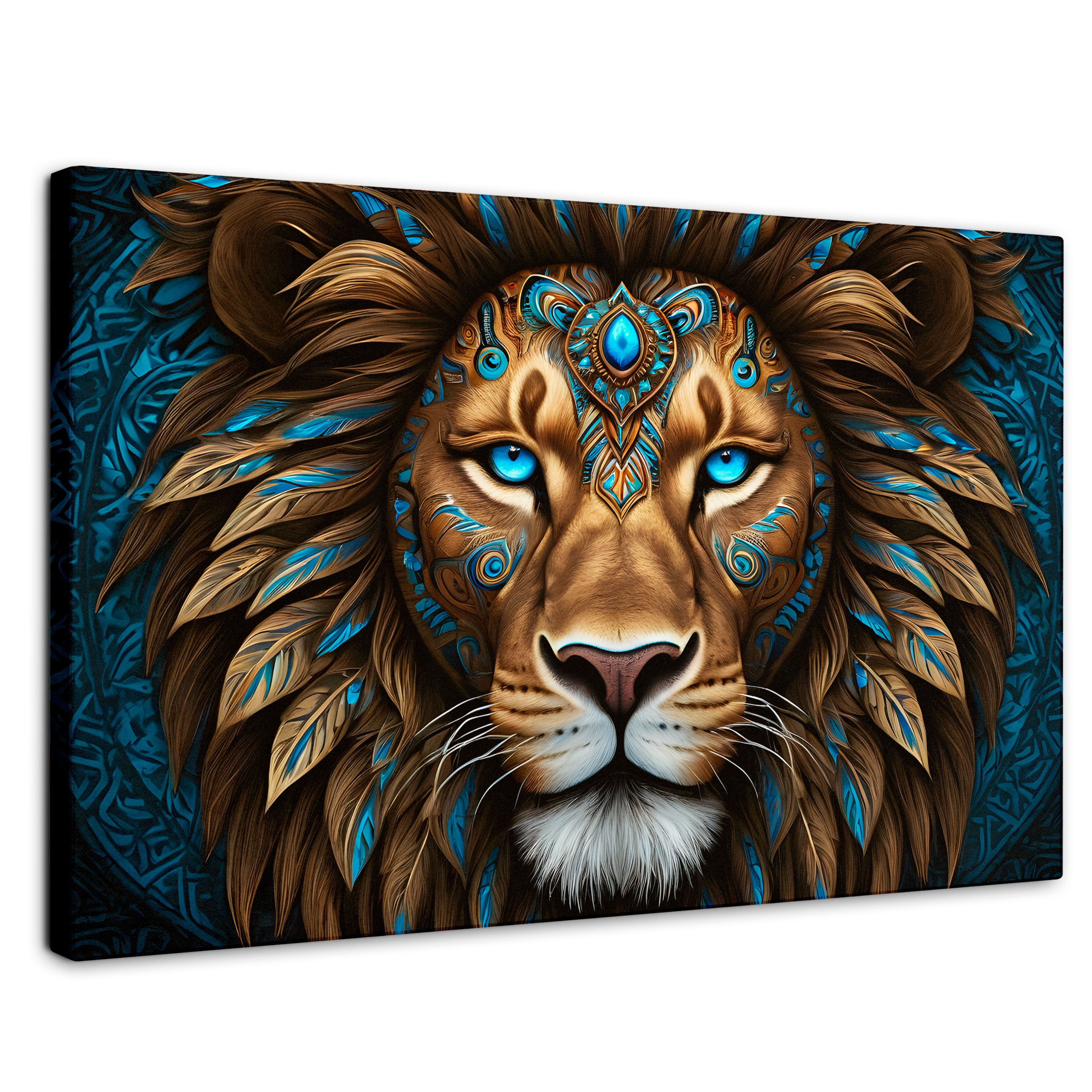 Cuadro Decorativo Canvas León Ojo Azules 90x60