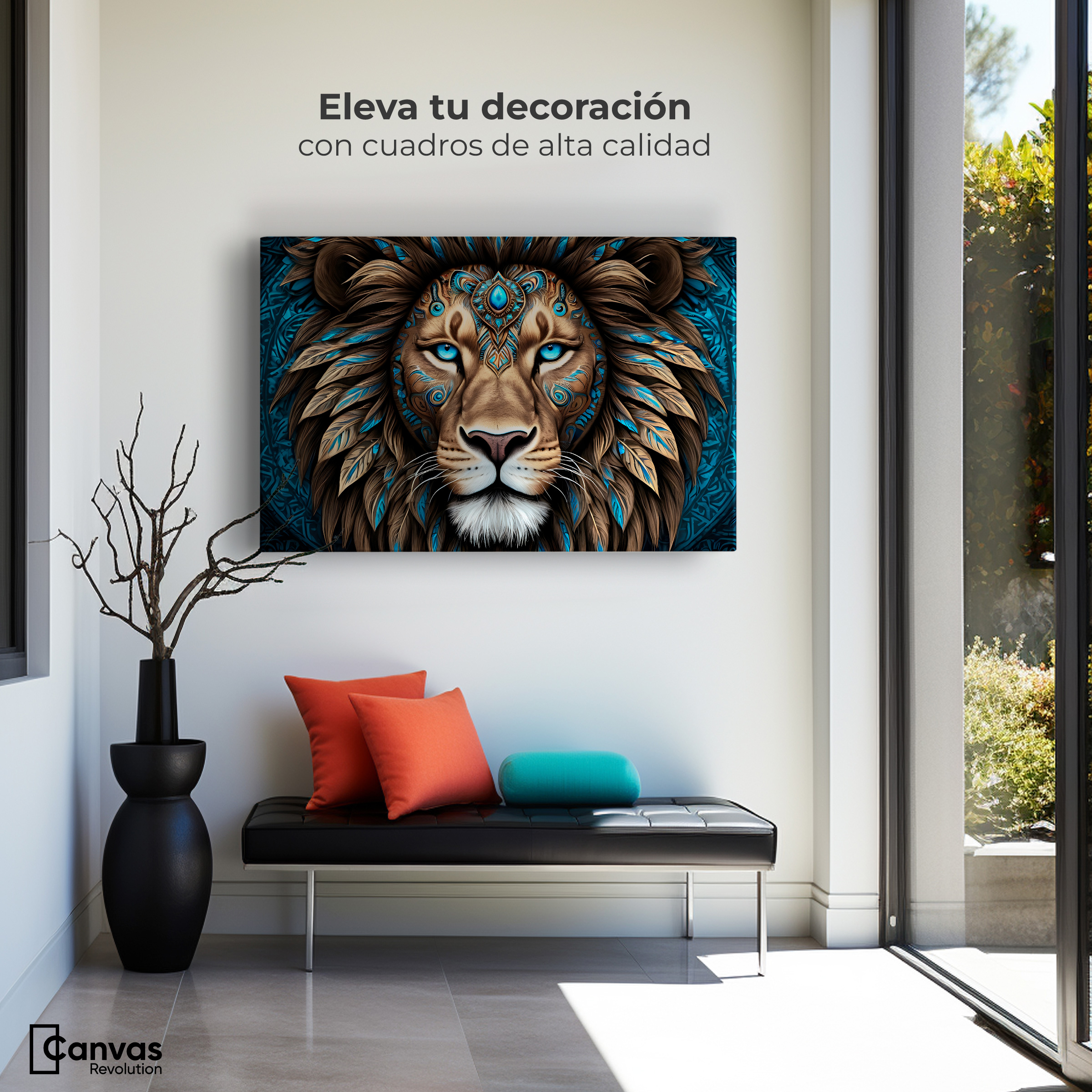 Foto 4 pulgar | Cuadro Decorativo Canvas León Ojo Azules 90x60