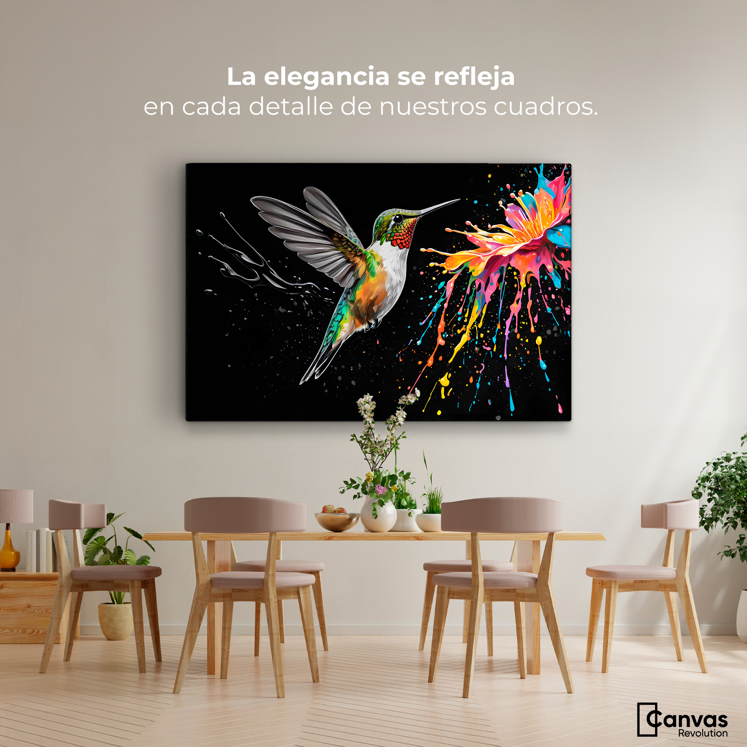 Foto 2 | Cuadro Decorativo Canvas Colibrí Luminoso 90x60