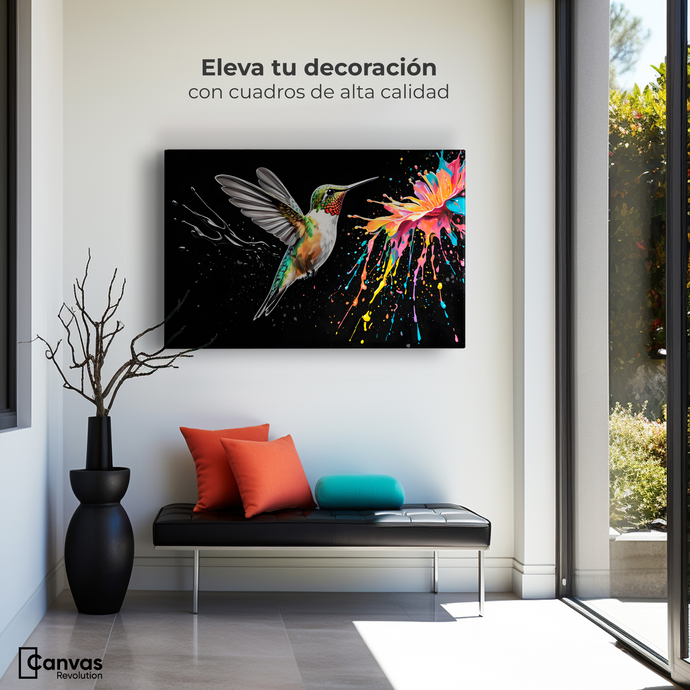 Foto 4 pulgar | Cuadro Decorativo Canvas Colibrí Luminoso 90x60