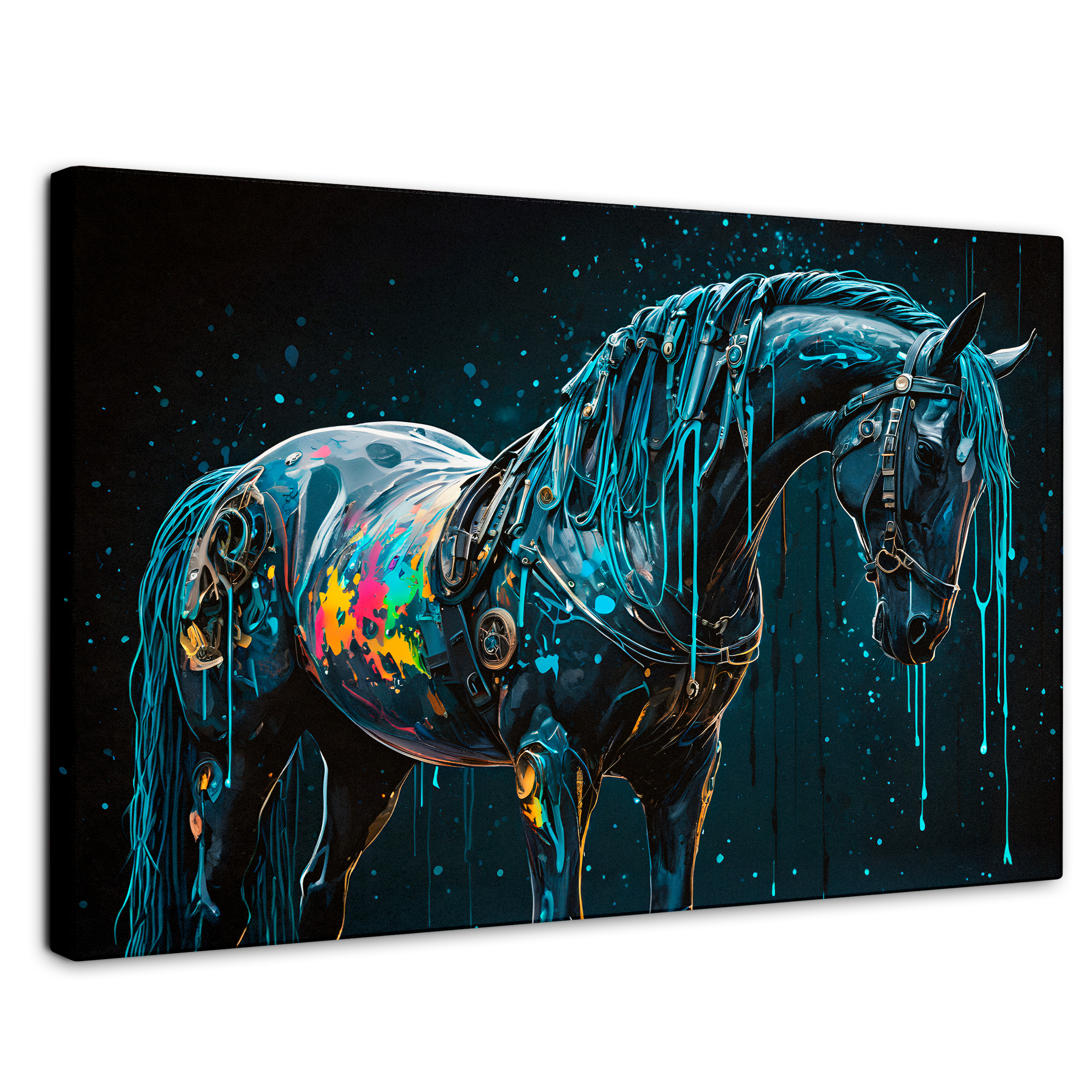 Cuadro Decorativo Canvas Caballo Fusiones 90x60