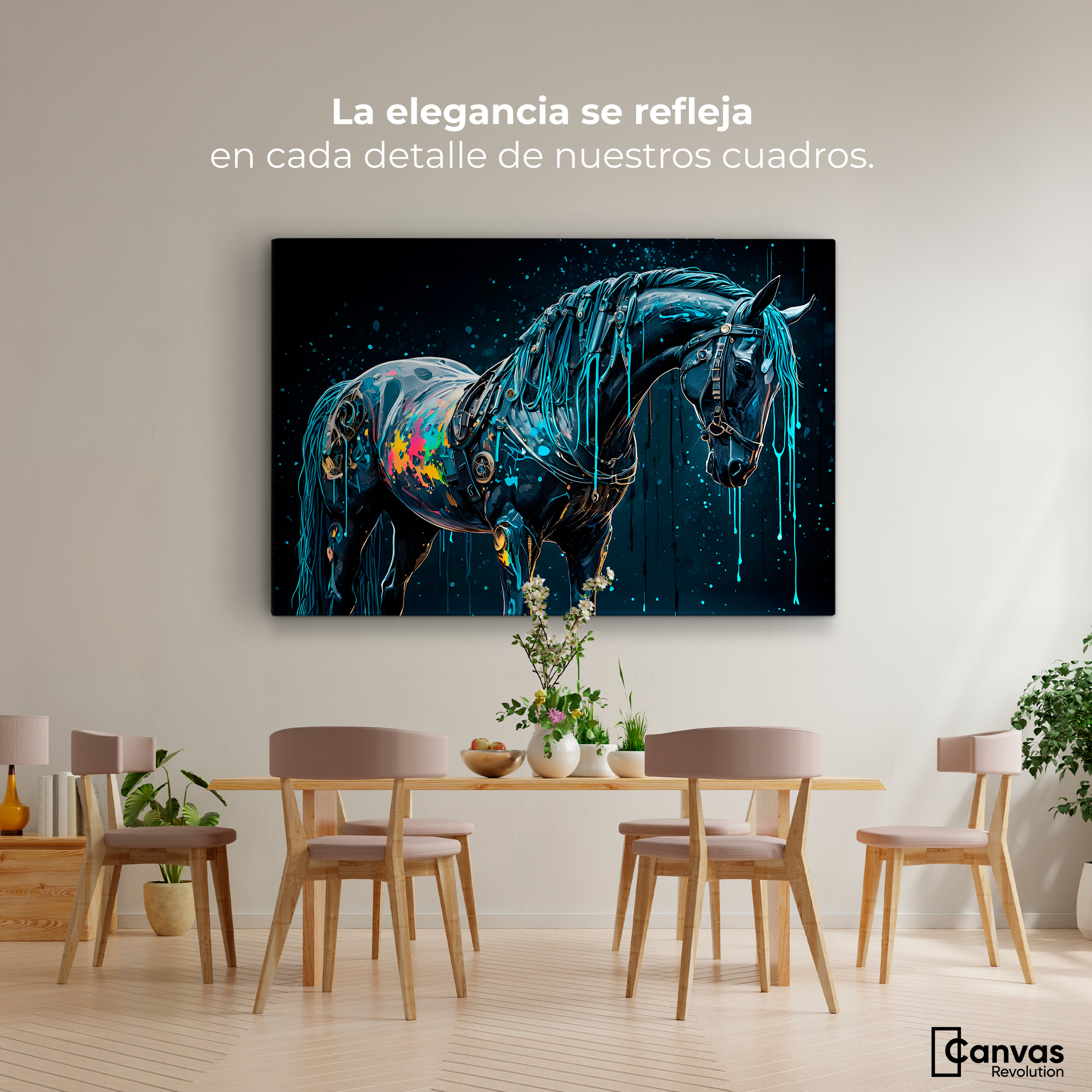 Foto 2 | Cuadro Decorativo Canvas Caballo Fusiones 90x60