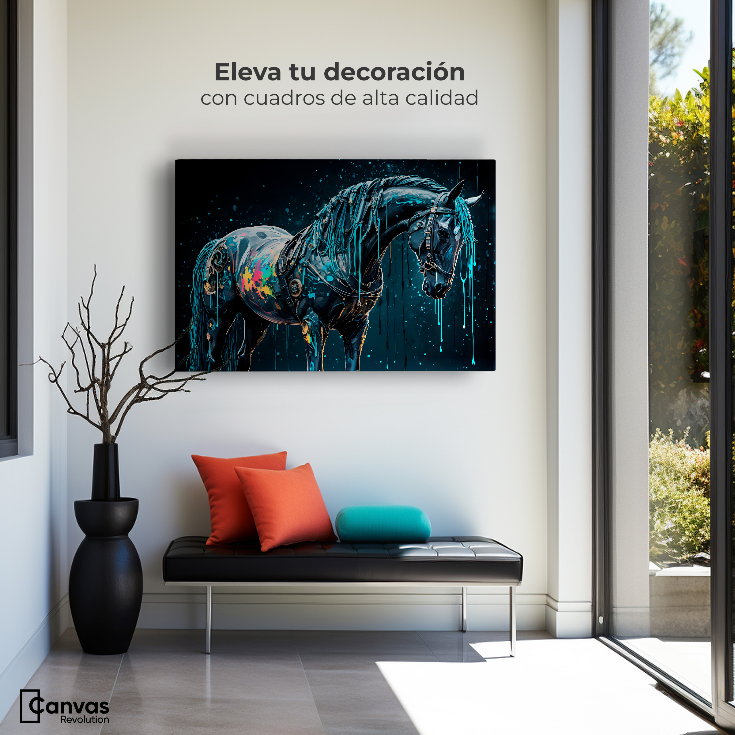 Foto 4 pulgar | Cuadro Decorativo Canvas Caballo Fusiones 90x60