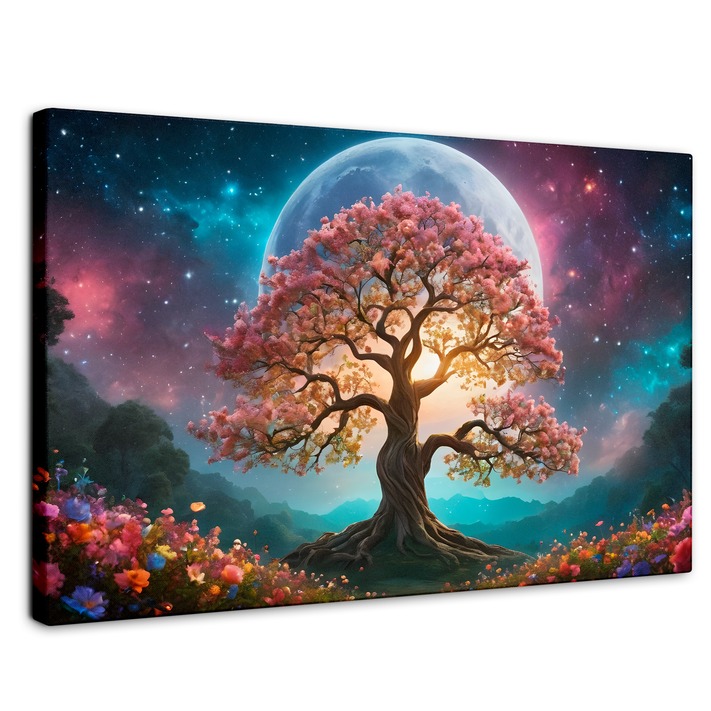 Cuadro Decorativo Canvas Nocturno Floral 90x60