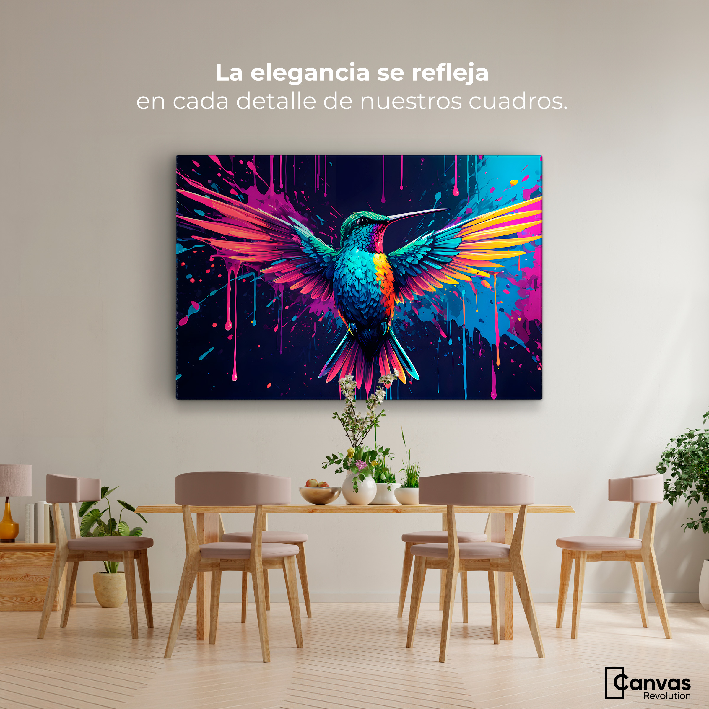 Foto 2 | Cuadro Decorativo Canvas Colibrí Cromático 90x60