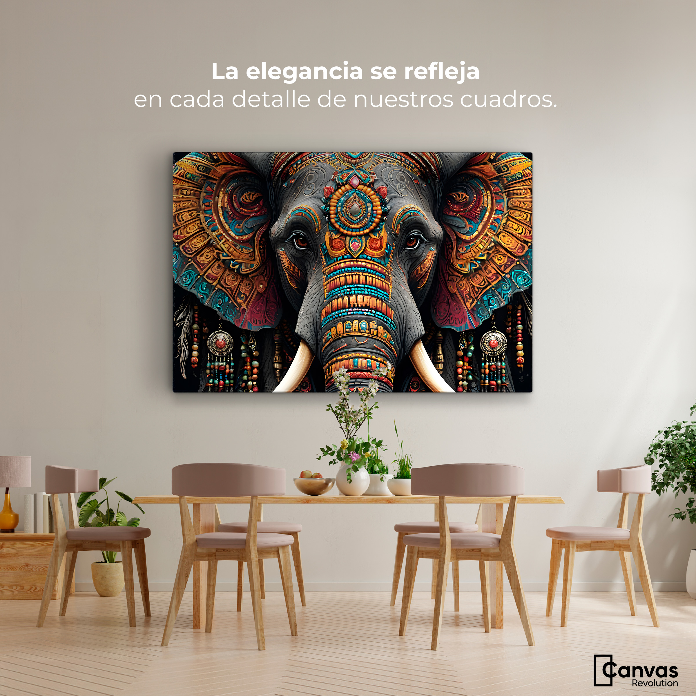 Foto 3 pulgar | Cuadro Decorativo Canvas Elefante Místico 90x60