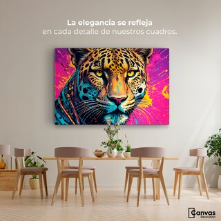 Foto 2 | Cuadro Decorativo Canvas Leopardo Colorido 90x60