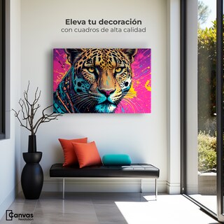 Foto 3 | Cuadro Decorativo Canvas Leopardo Colorido 90x60
