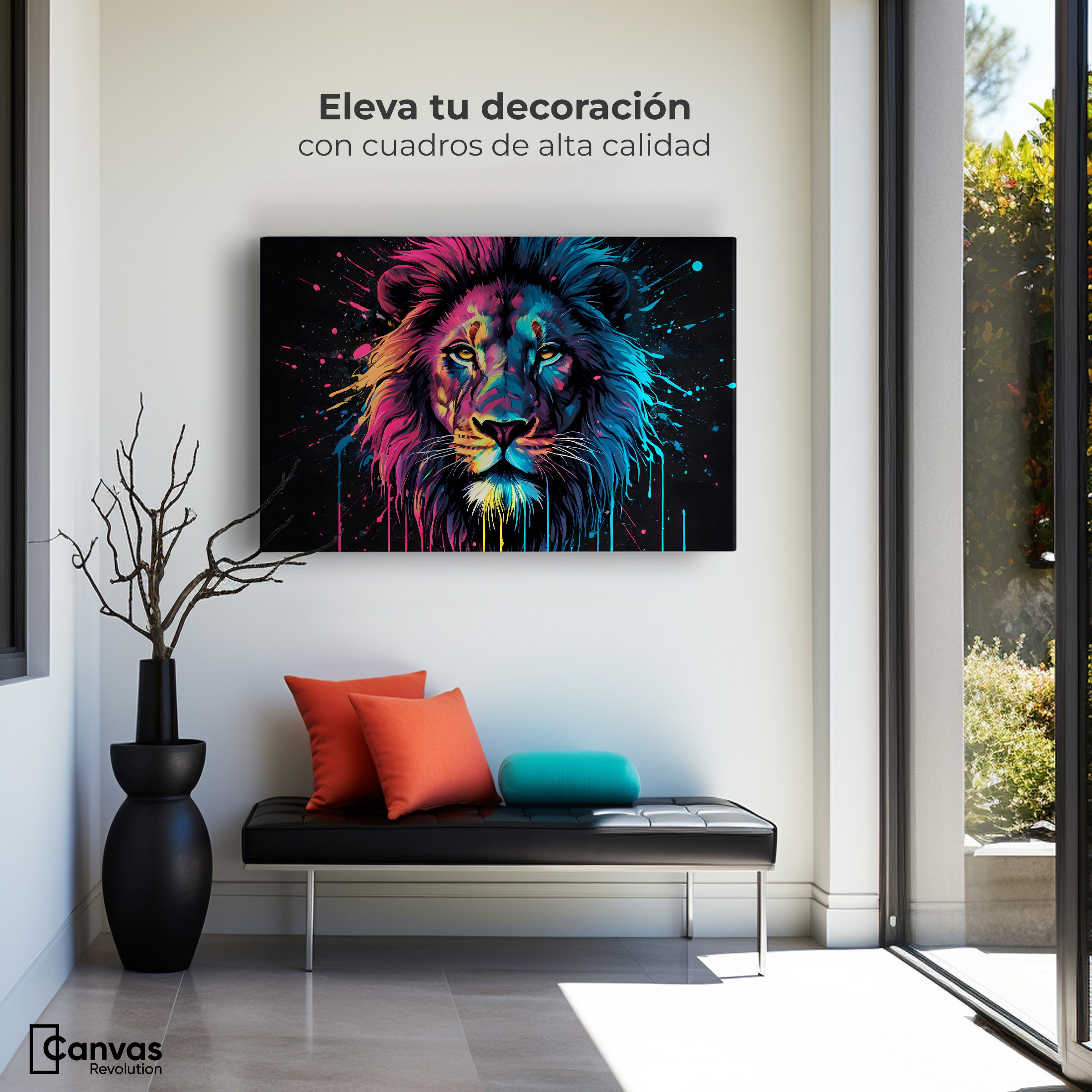 Foto 4 pulgar | Cuadro Decorativo Canvas León Cromático 90x60