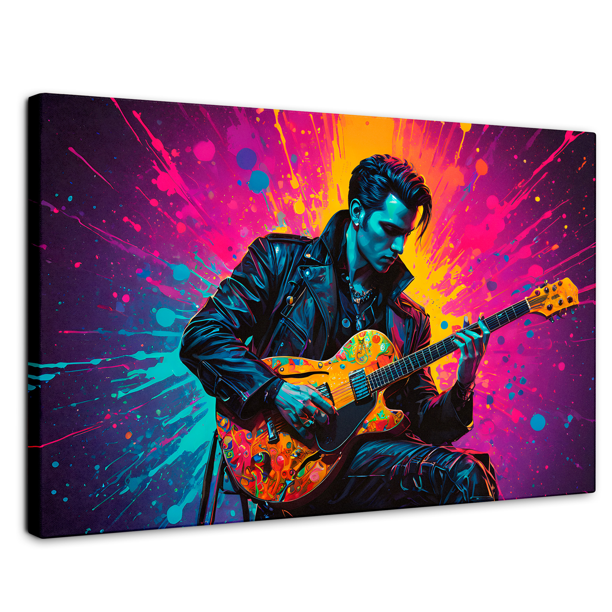 Cuadro Decorativo Canvas Guitarrista Colores 90x60