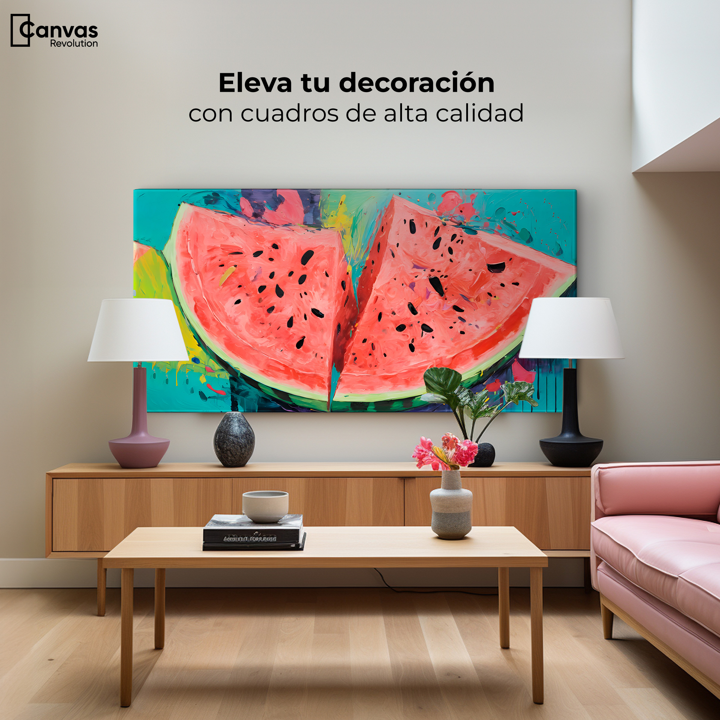 Foto 4 pulgar | Cuadro Decorativo Canvas Sandía Rebanada 140x70