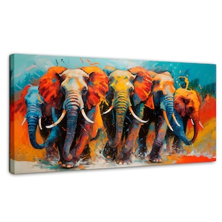 Foto 1 | Cuadro Decorativo Canvas Elefantes Corriendo 140x70