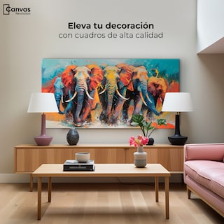 Foto 3 | Cuadro Decorativo Canvas Elefantes Corriendo 140x70