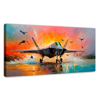 Foto 1 | Cuadro Decorativo Canvas Jet Pista Aérea 140x70
