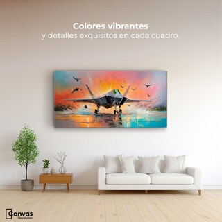 Foto 2 | Cuadro Decorativo Canvas Jet Pista Aérea 140x70