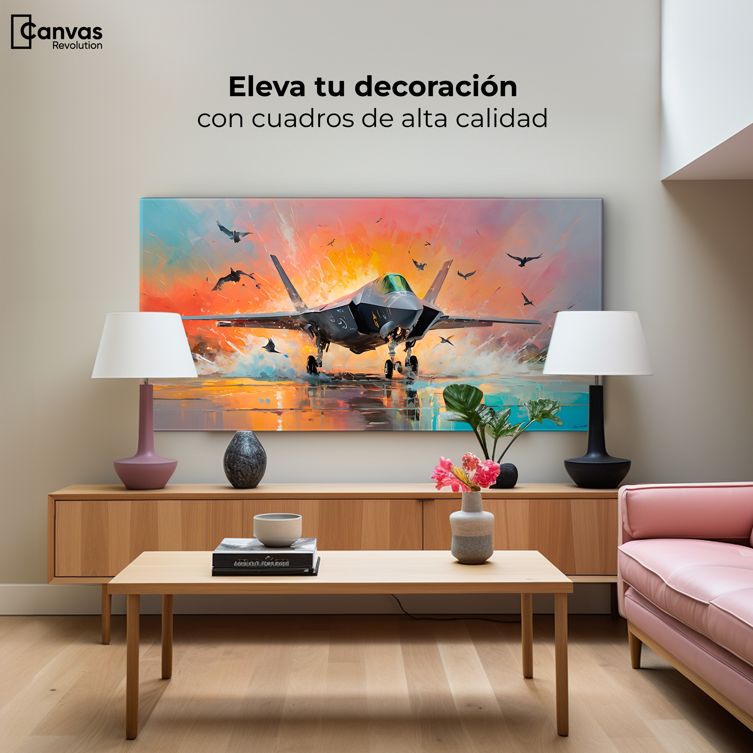 Foto 4 pulgar | Cuadro Decorativo Canvas Jet Pista Aérea 140x70