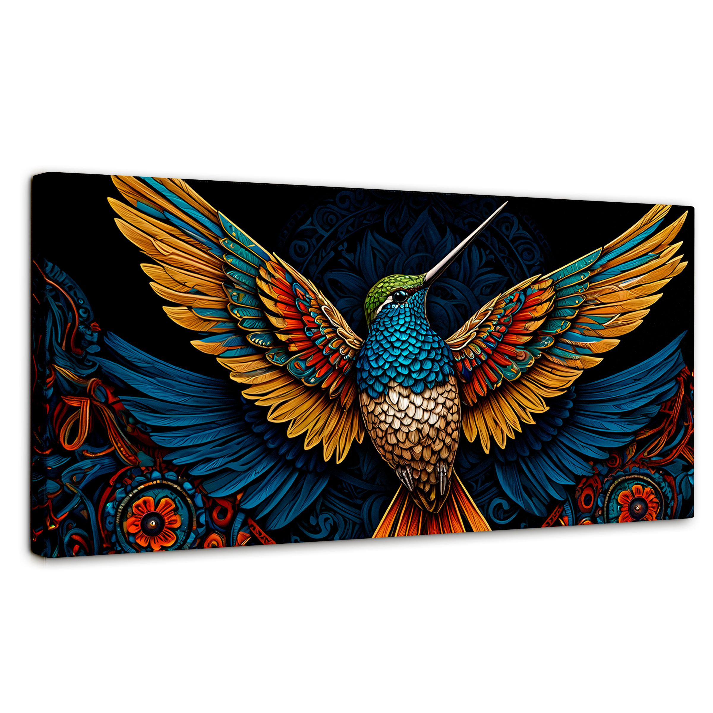 Cuadro Decorativo Canvas Explosión Colibríes 120x60
