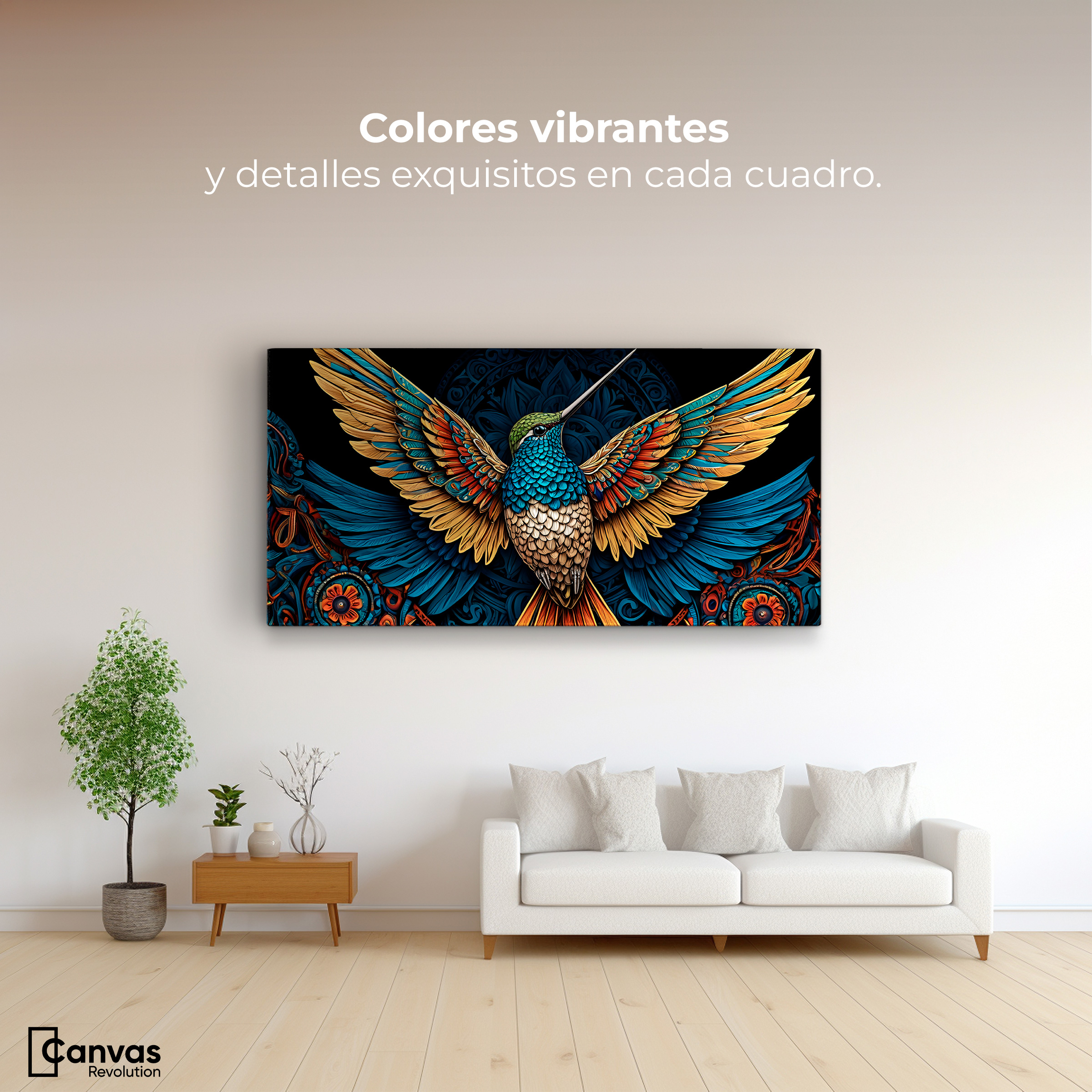 Foto 3 pulgar | Cuadro Decorativo Canvas Explosión Colibríes 120x60
