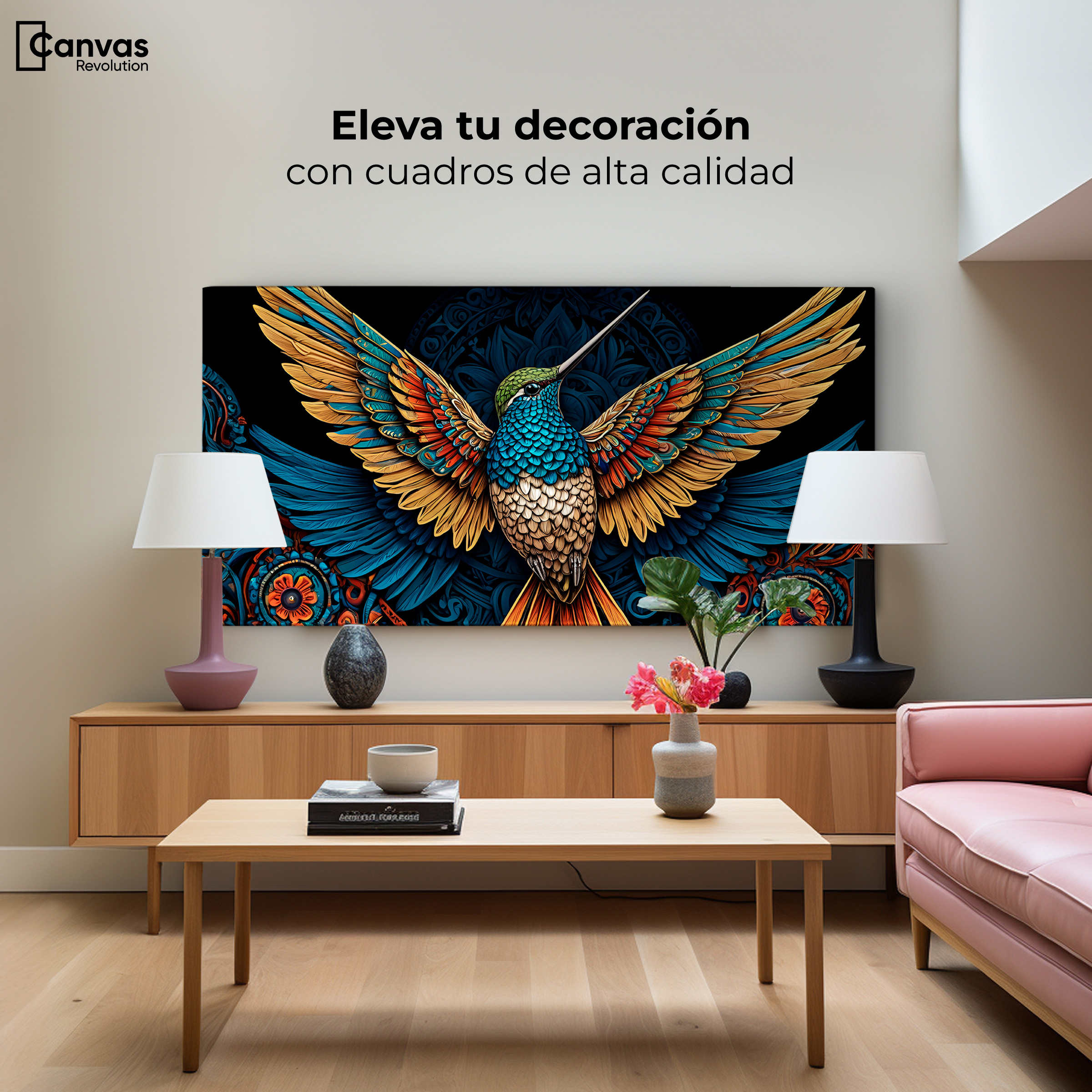 Foto 4 pulgar | Cuadro Decorativo Canvas Explosión Colibríes 120x60