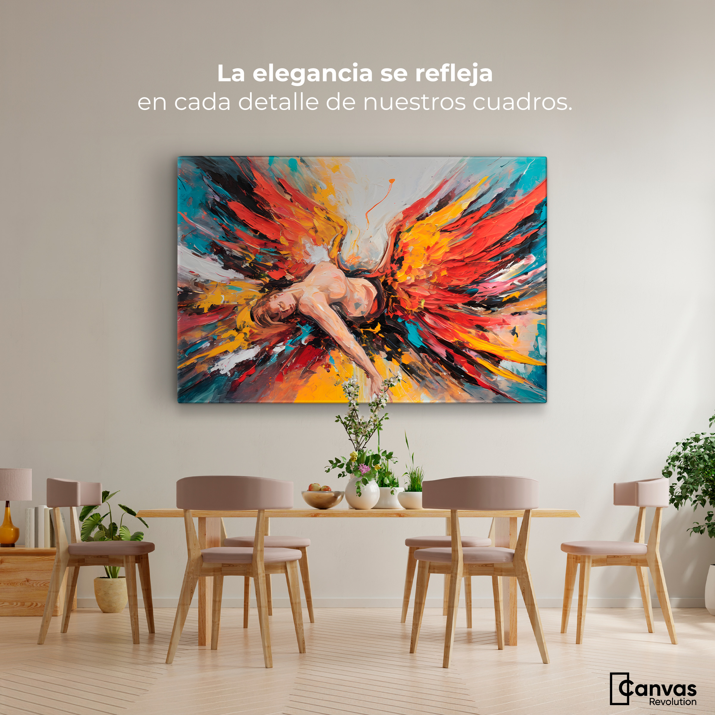 Foto 3 pulgar | Cuadro Decorativo Canvas Ángel Caído Colores 90x60