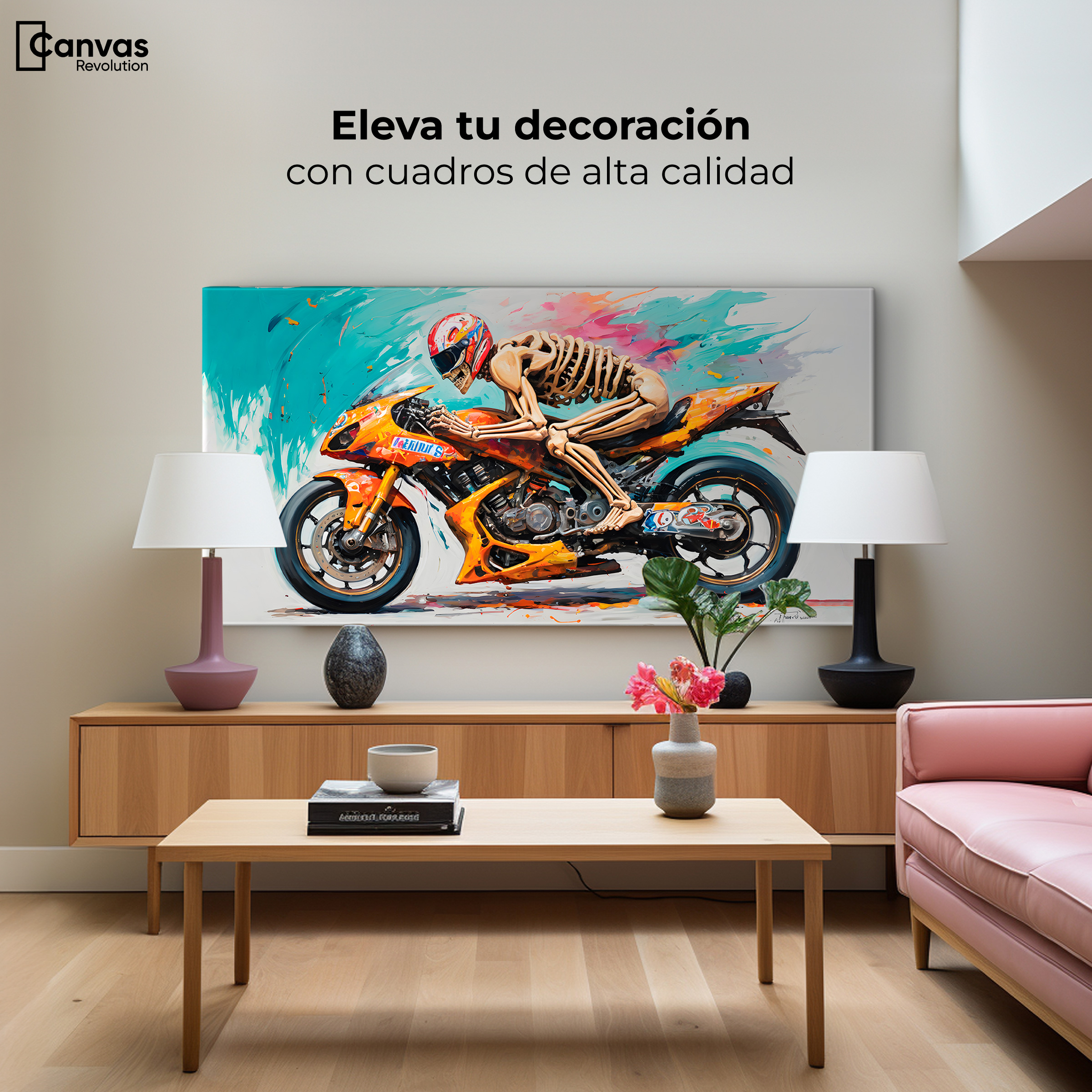 Foto 4 pulgar | Cuadro Decorativo Canvas Cross Calavera 140x70