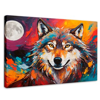 Foto 1 | Cuadro Decorativo Canvas Lobo Luna Llena 90x60