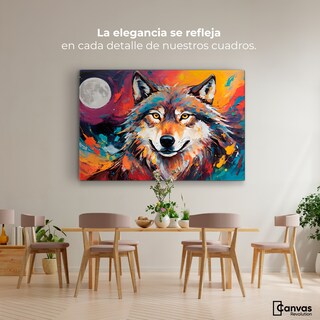 Foto 2 | Cuadro Decorativo Canvas Lobo Luna Llena 90x60