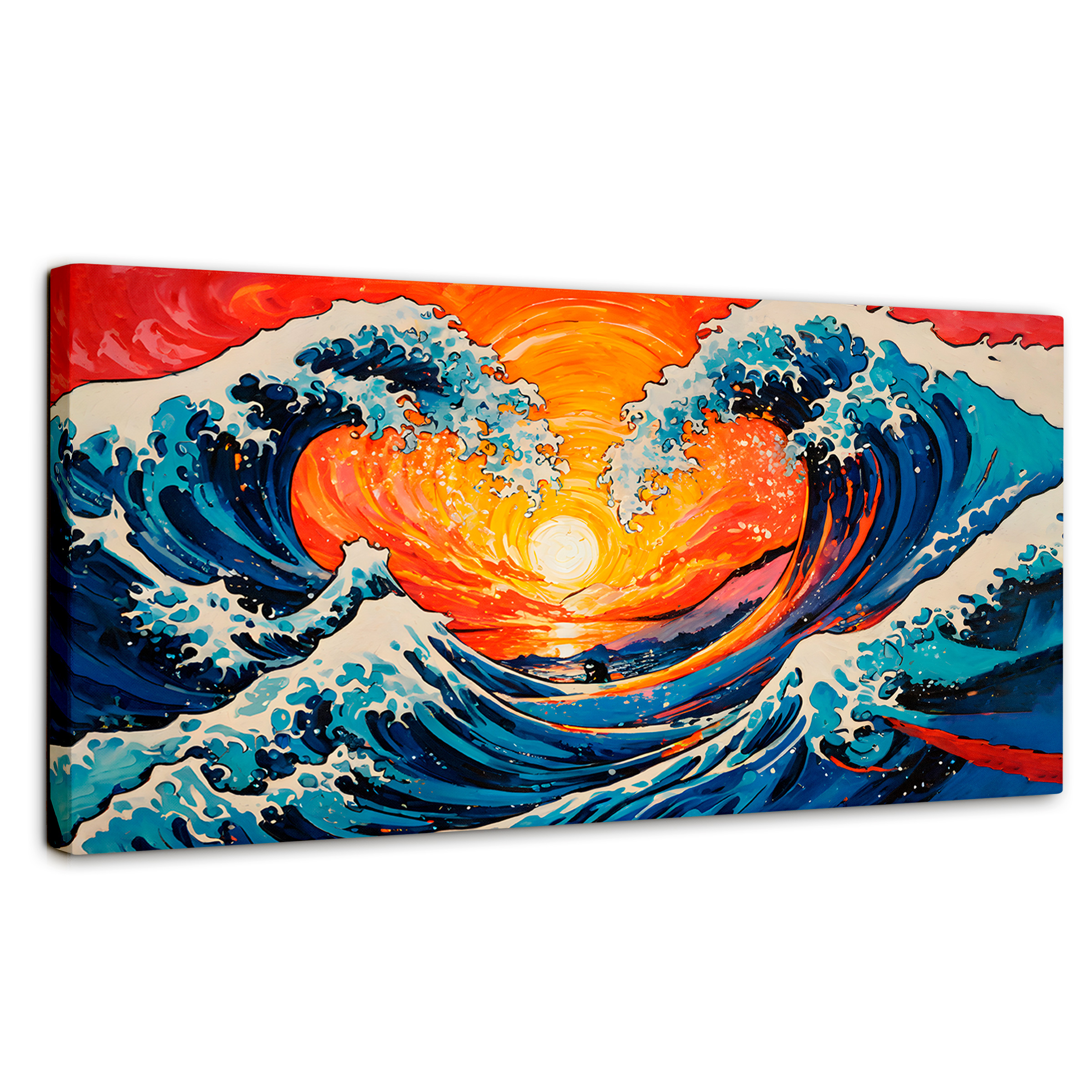Foto 2 pulgar | Cuadro Decorativo Canvas Danza Olas Kanagawa 140x70