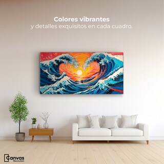 Foto 2 | Cuadro Decorativo Canvas Danza Olas Kanagawa 140x70