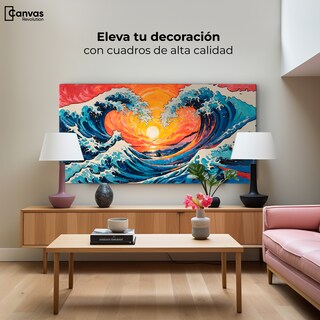 Foto 3 | Cuadro Decorativo Canvas Danza Olas Kanagawa 140x70